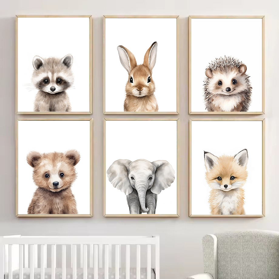 Baby Nursery Prints - 1 шт. Акварельный постер на холсте