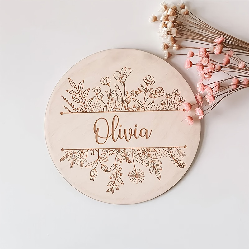 Baby Nursery Sign - Персонализированная табличка с гравировкой и цветочным