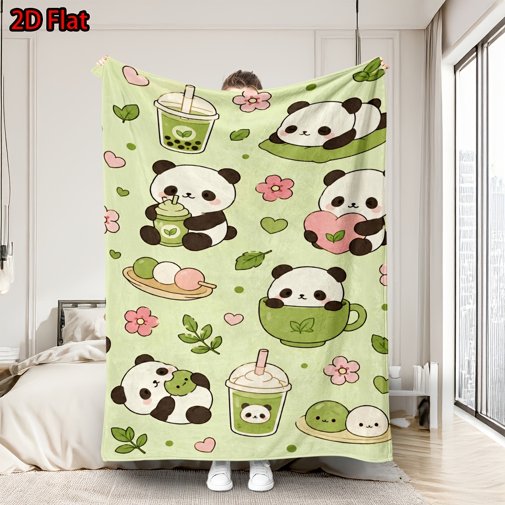 Baby Nursery Green - Милый плед с изображением панды для