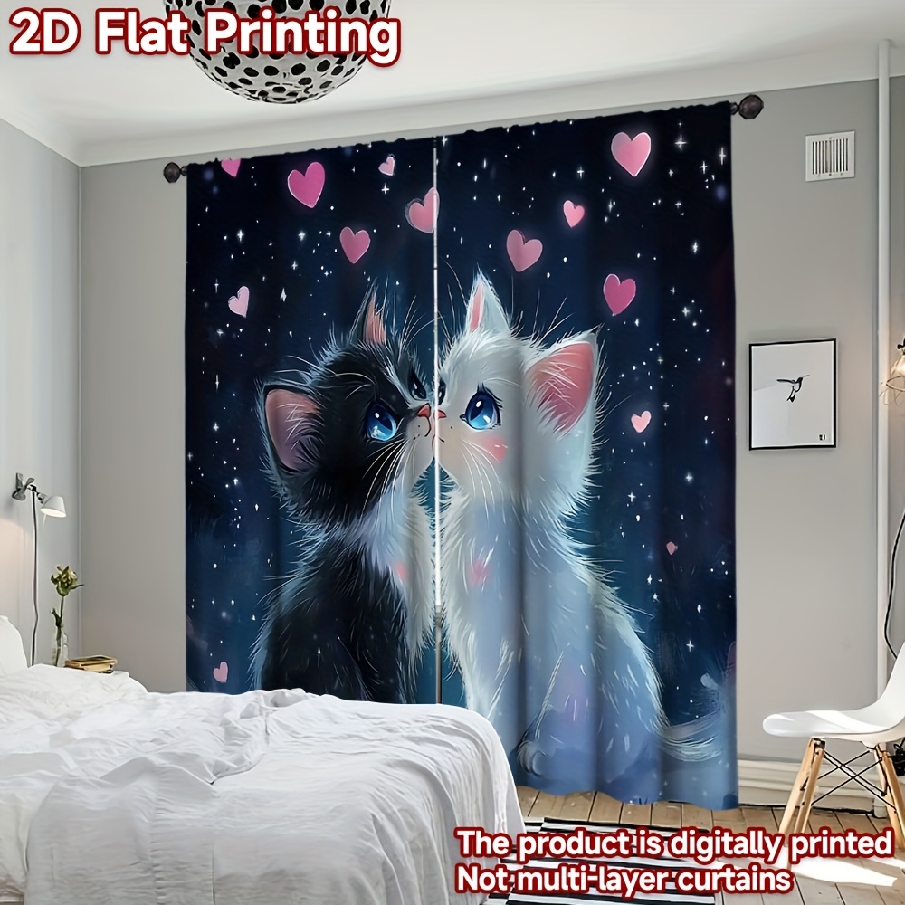 Blackout Curtain Nursery - 3D-шторы блэкаут с романтическим изображением кошек