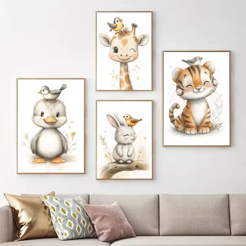 Baby Nursery Animal Pictures - Иллюстрации мультяшных животных, постеры, принты в