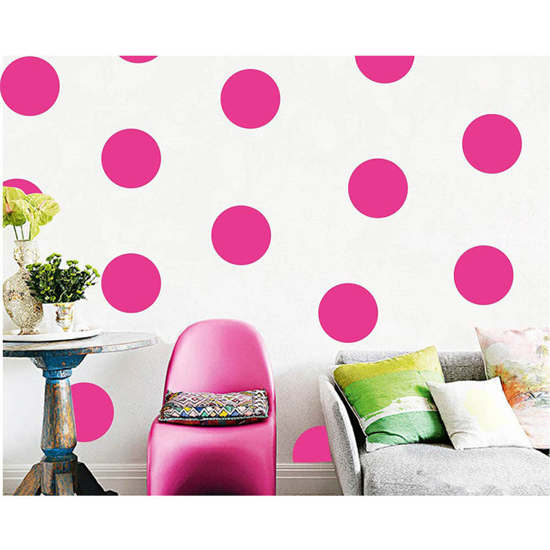 Baby Nursery Yellow Walls - Блестящие розово-желтые горошки, наклейки на стену,