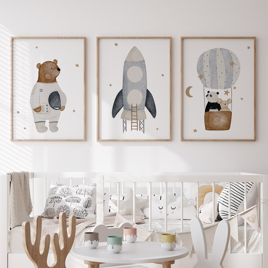 Baby Nursery Prints - Постеры в стиле бохо с космическими