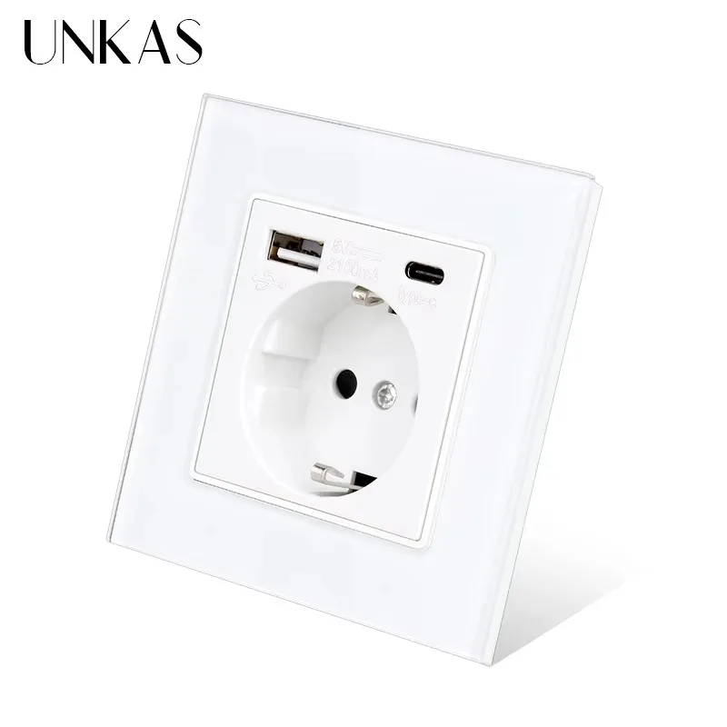 Outlet Cover Childproof - UNKAS Type-C USB-панель из закаленного стекла,