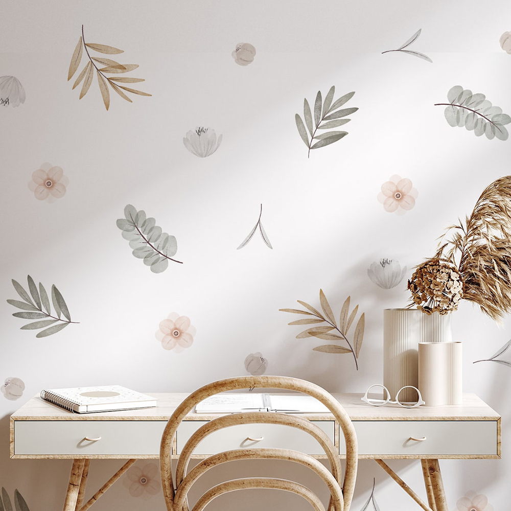 Baby Nursery Artwork - Бохо листья ботанические DIY наклейки на
