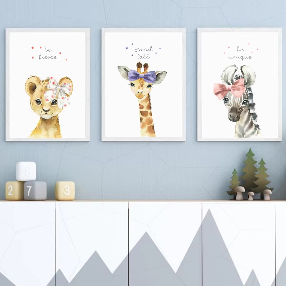 Baby Nursery Animal Pictures - Лев Зебра Жираф Слон Бегемот Цветок