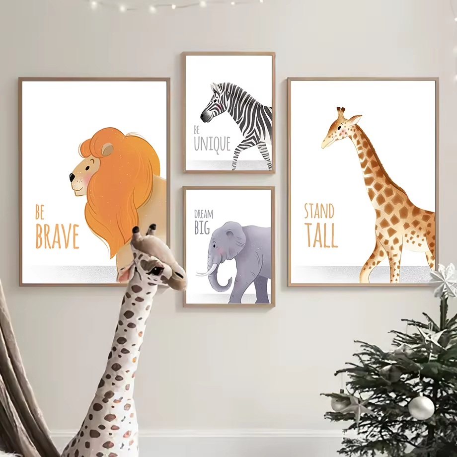Baby Nursery Animal Pictures - Вдохновляющие цитаты, детская настенная роспись, слон,