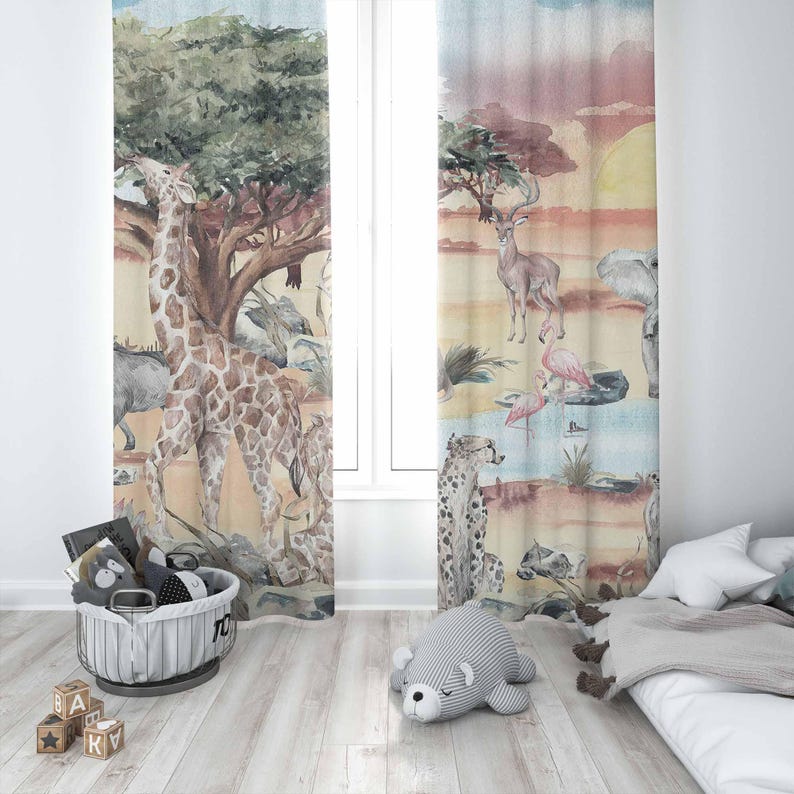 Занавеска с животными в стиле  – обзор и цена Blackout Curtain Nursery