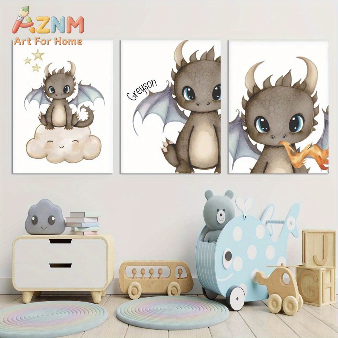 AZNM Милый детский дракон, хол – обзор и цена Baby Nursery Prints