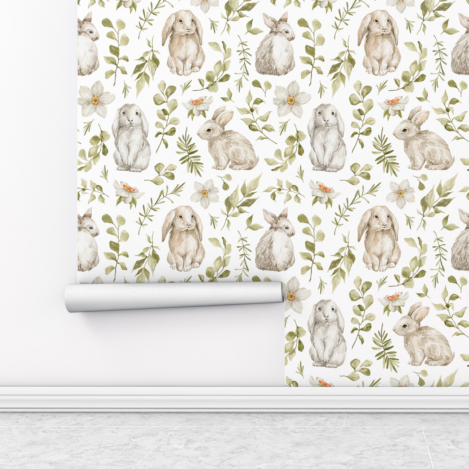 Обои с кроликом, обои для детс – обзор и цена Baby Nursery Green