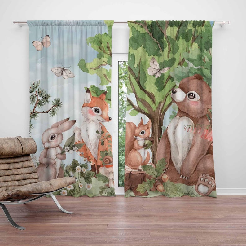 Шторы с лесными животными, дет – обзор и цена Blackout Curtain Nursery