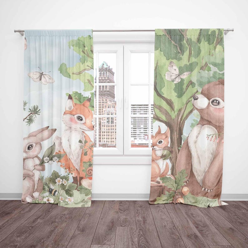 Шторы с лесными животными, дет – обзор и цена Blackout Curtain Nursery