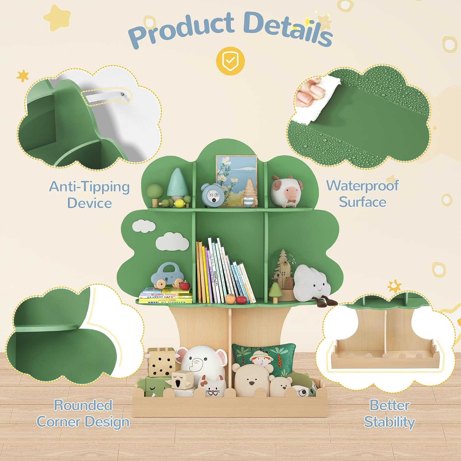 Детская деревянная книжная пол – обзор и цена Baby Nursery Green