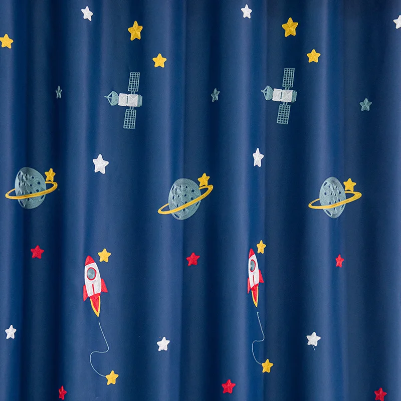 niebieski kreskówka rakieta st – обзор и цена Blackout Curtain Nursery