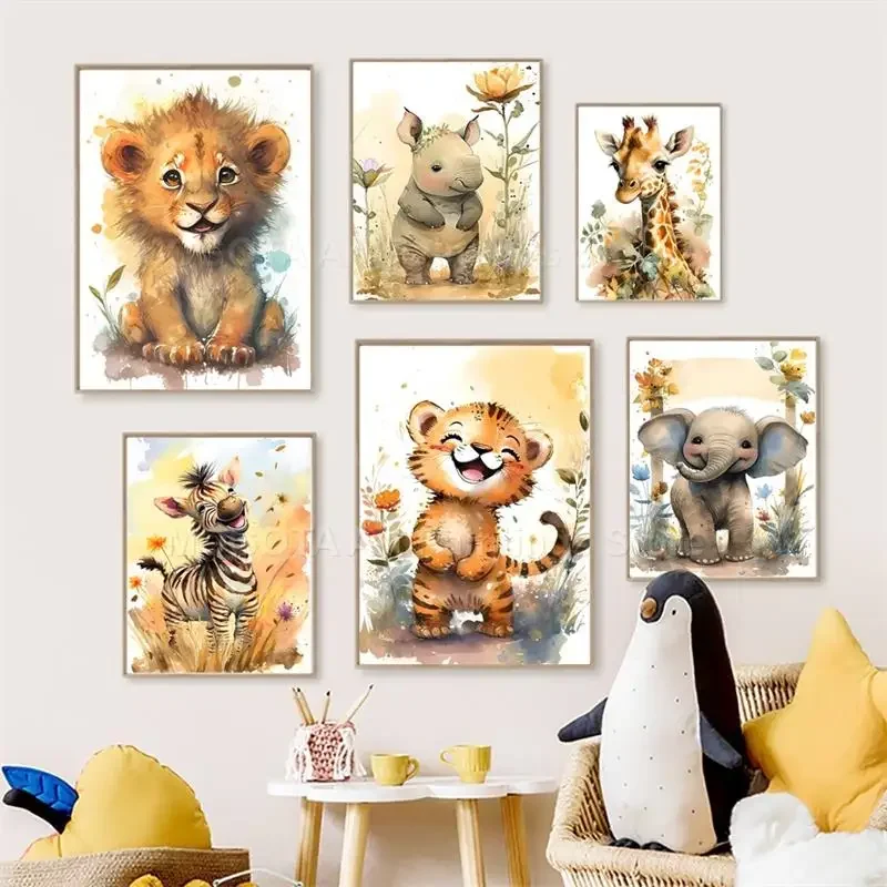 Акварельные постеры с изображе – обзор и цена Baby Nursery Animal Pictures