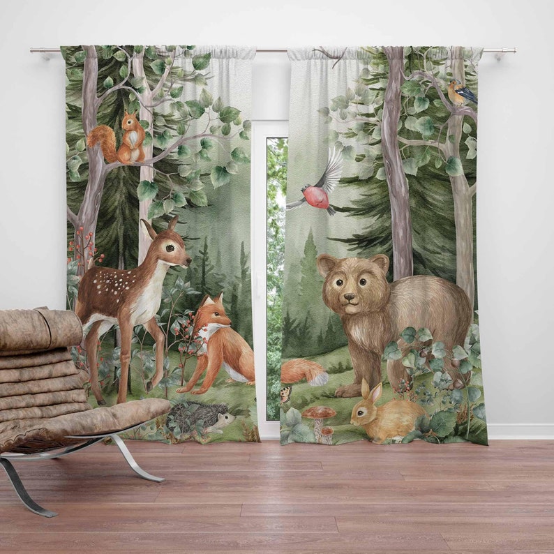 Шторы с лесными животными, дет – обзор и цена Blackout Curtain Nursery