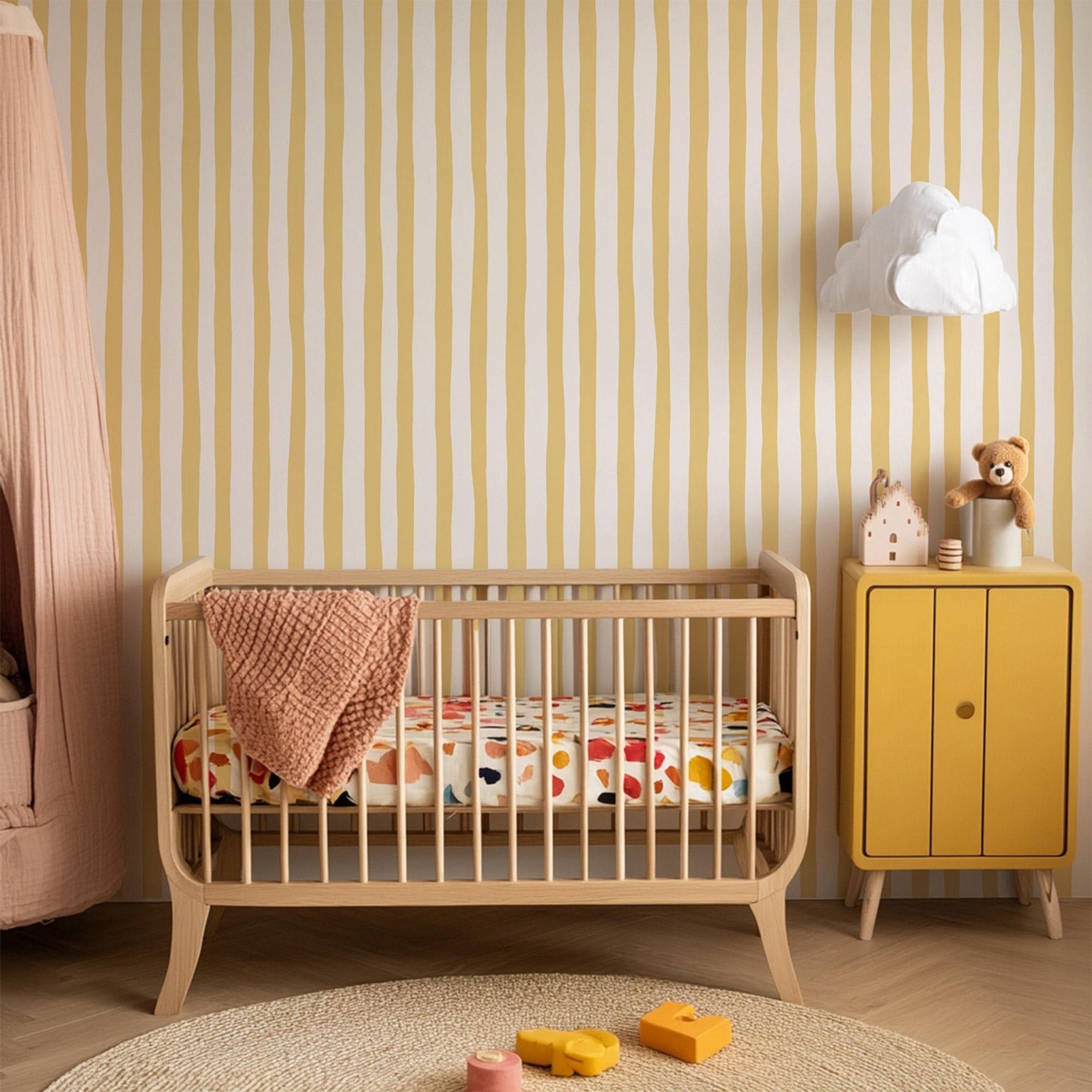 Обои Sunshine Yellow Wobbly St – обзор и цена Baby Nursery Yellow Walls