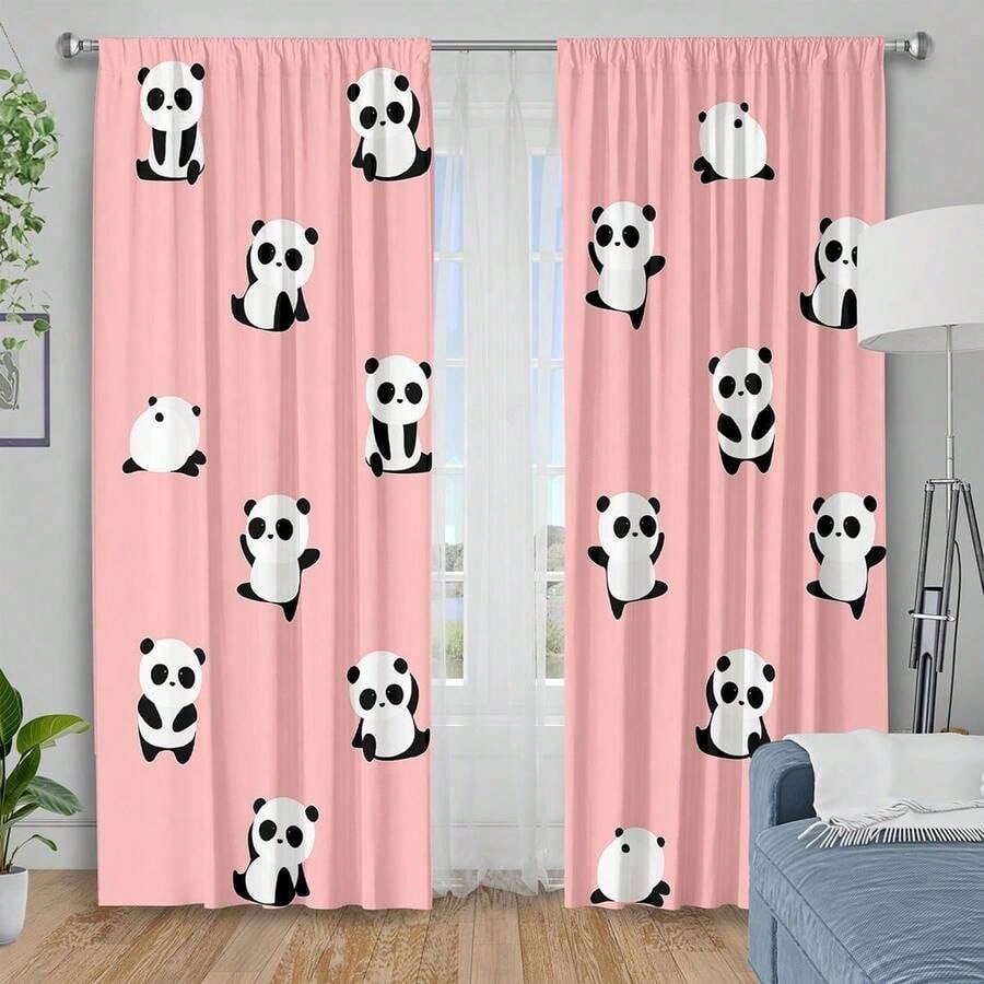 Розовые шторы с пандами, милые – обзор и цена Blackout Curtain Nursery