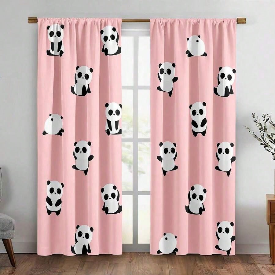 Розовые шторы с пандами, милые – обзор и цена Blackout Curtain Nursery