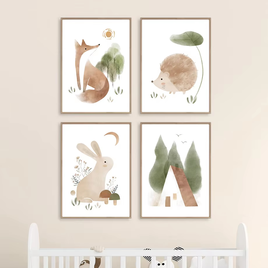 Бохо Кролик Лиса Ежик Птица Ли – обзор и цена Baby Nursery Animal Pictures