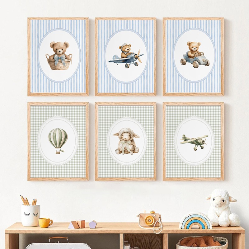 Винтажный постер с воздушным ш – обзор и цена Baby Nursery Green