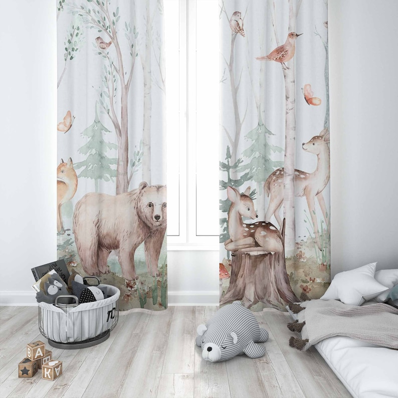 Шторы с лесными животными, дет – обзор и цена Blackout Curtain Nursery