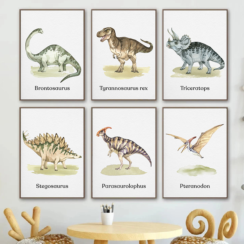 Акварельный постер с динозавро – обзор и цена Baby Nursery Animal Pictures