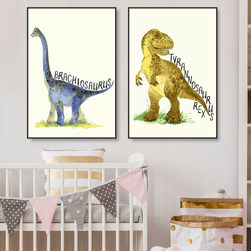 Акварельный постер с динозавро – обзор и цена Baby Nursery Animal Pictures