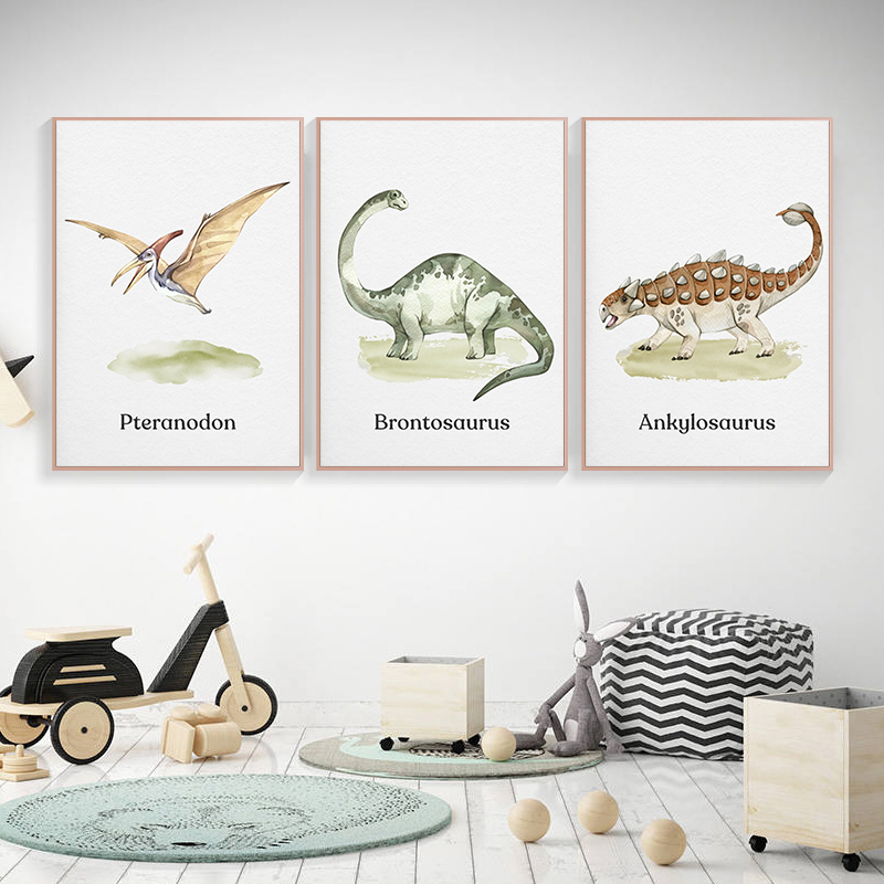 Акварельный постер с динозавро – обзор и цена Baby Nursery Animal Pictures